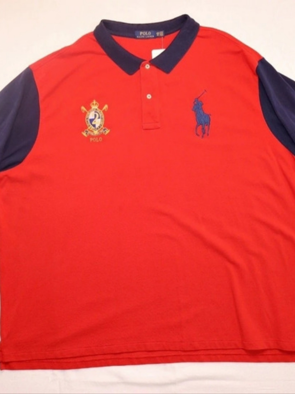 Polo Ralph Lauren Big Pony Custom Slim Fit Polo Shirt Red & Blue 4XB